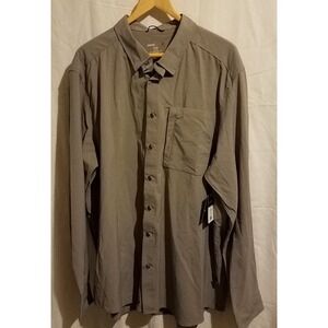 Swiss Tech Men's Nylon Blend Button Zip‎ Pocket Gray Shirt Performance 2XL NWT